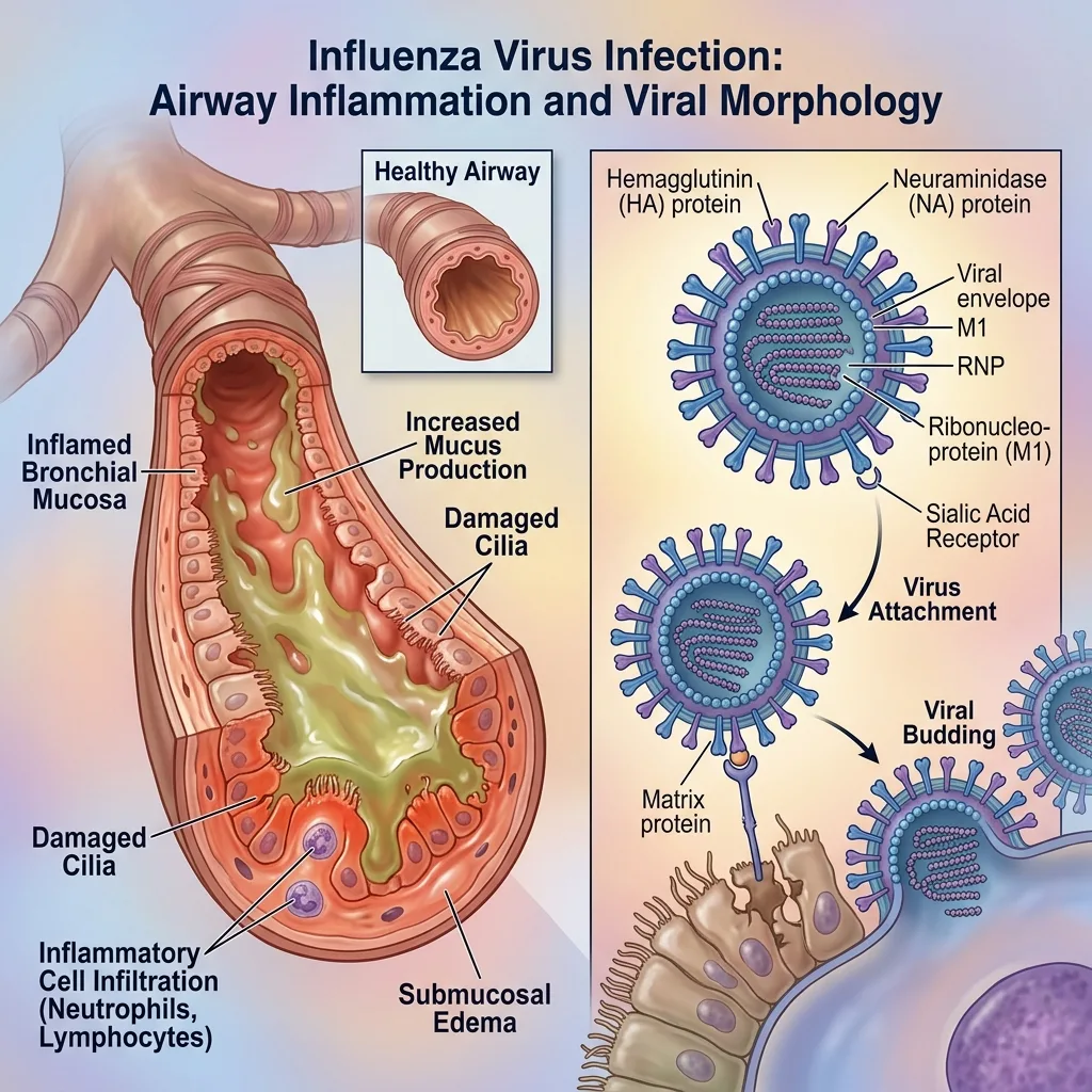 Influenza virus cells scientific illustration
