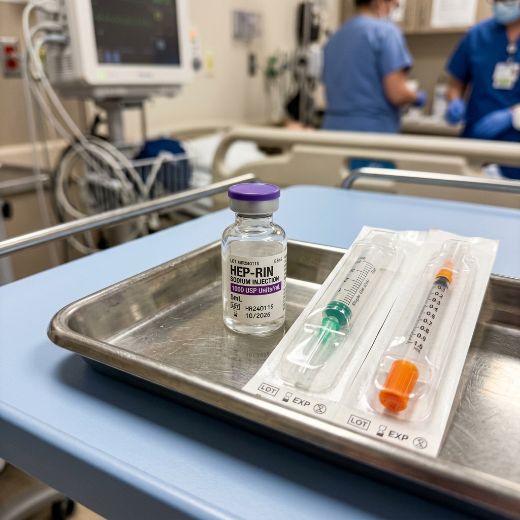 A close-up of a sterile medical tray with a vial of medication and clean syringes, representing safe and hygienic injection practices.